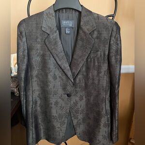 Lafayette NY 148 SUIT jacquard floral silk jacket sz 8 w/ mini skt sz 8 petite